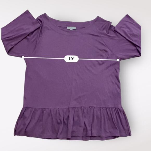 Lilla P Round Neck Peplum Blouse Womens Size Medium Purple Casual - Picture 3 of 7